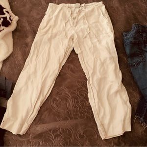 Cream linen capris